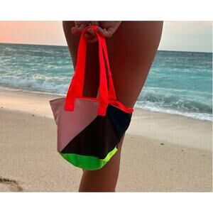 Cynthia Rowley Women's Mini Colorblock Nylon Tote Neon NWT 75
